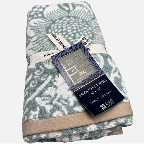 6 Pc William Morris KENNETT Pale Blue Floral Vines Bath Hand Tip Towel Set NEW - Picture 7 of 13